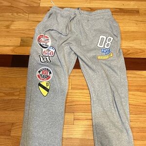 Men's Gray Jogger Pants with Patches